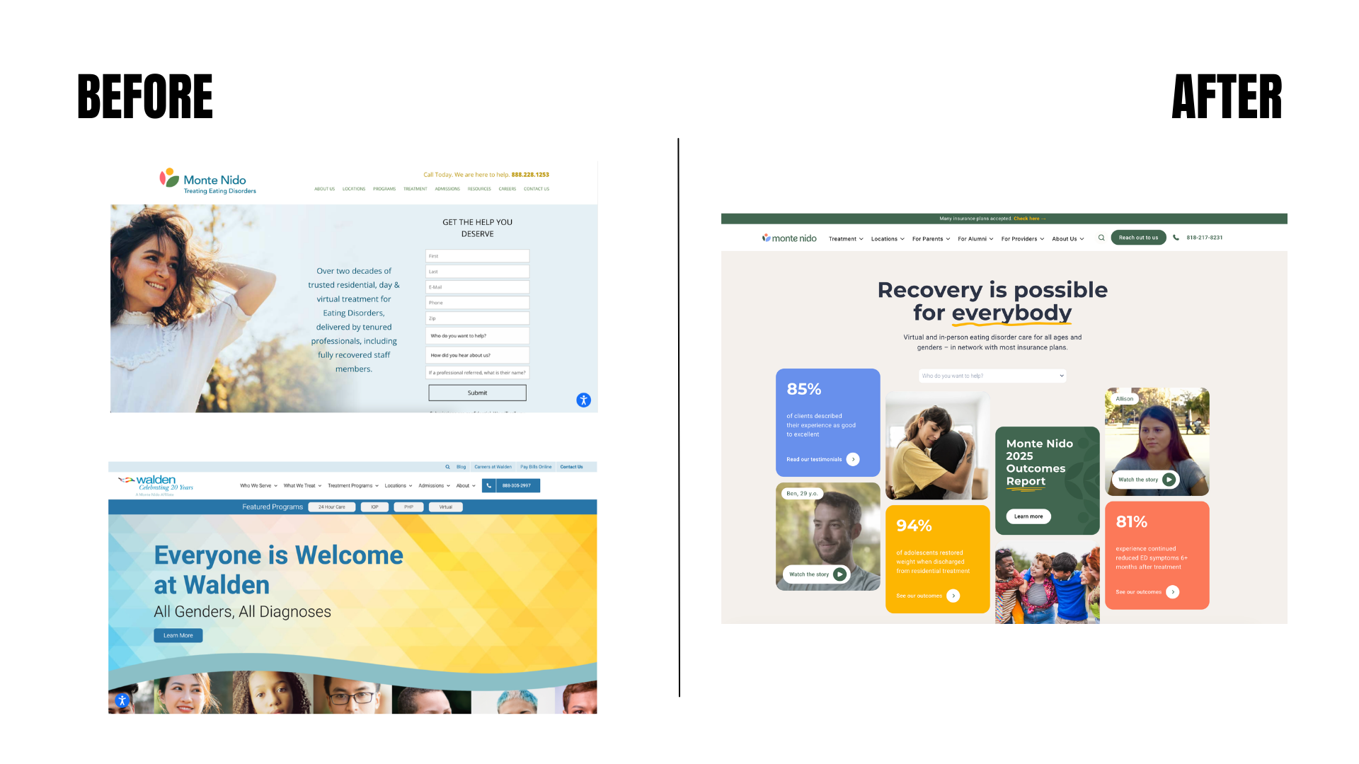 Website, before and after